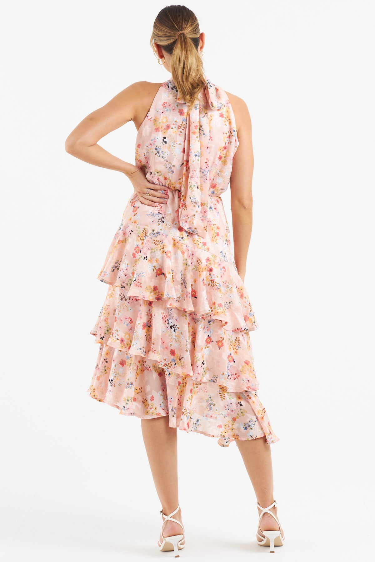 Pia Tiered Dress (Pink Floral)