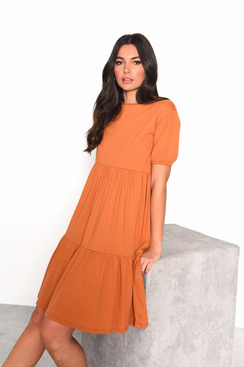 Clarisse Smock Dress (Rust)