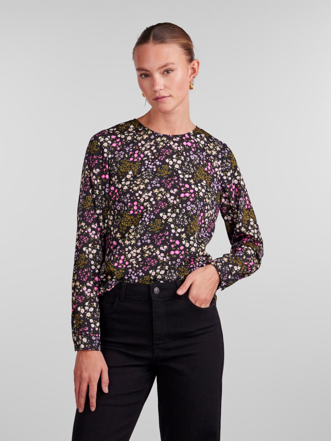 Sia Long Sleeve Top (Black SMALL FLOWERS)