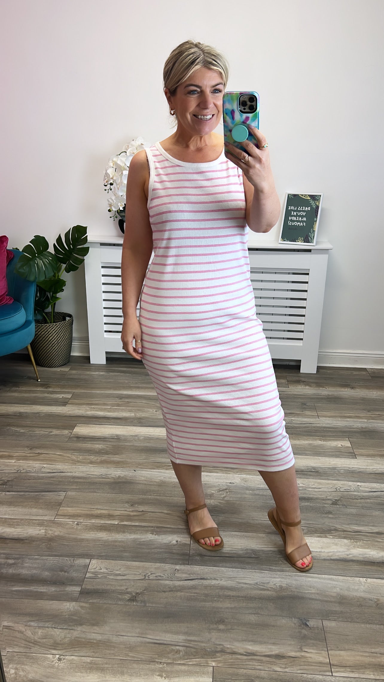 Louisany Midi Dress (Shocking Pink)