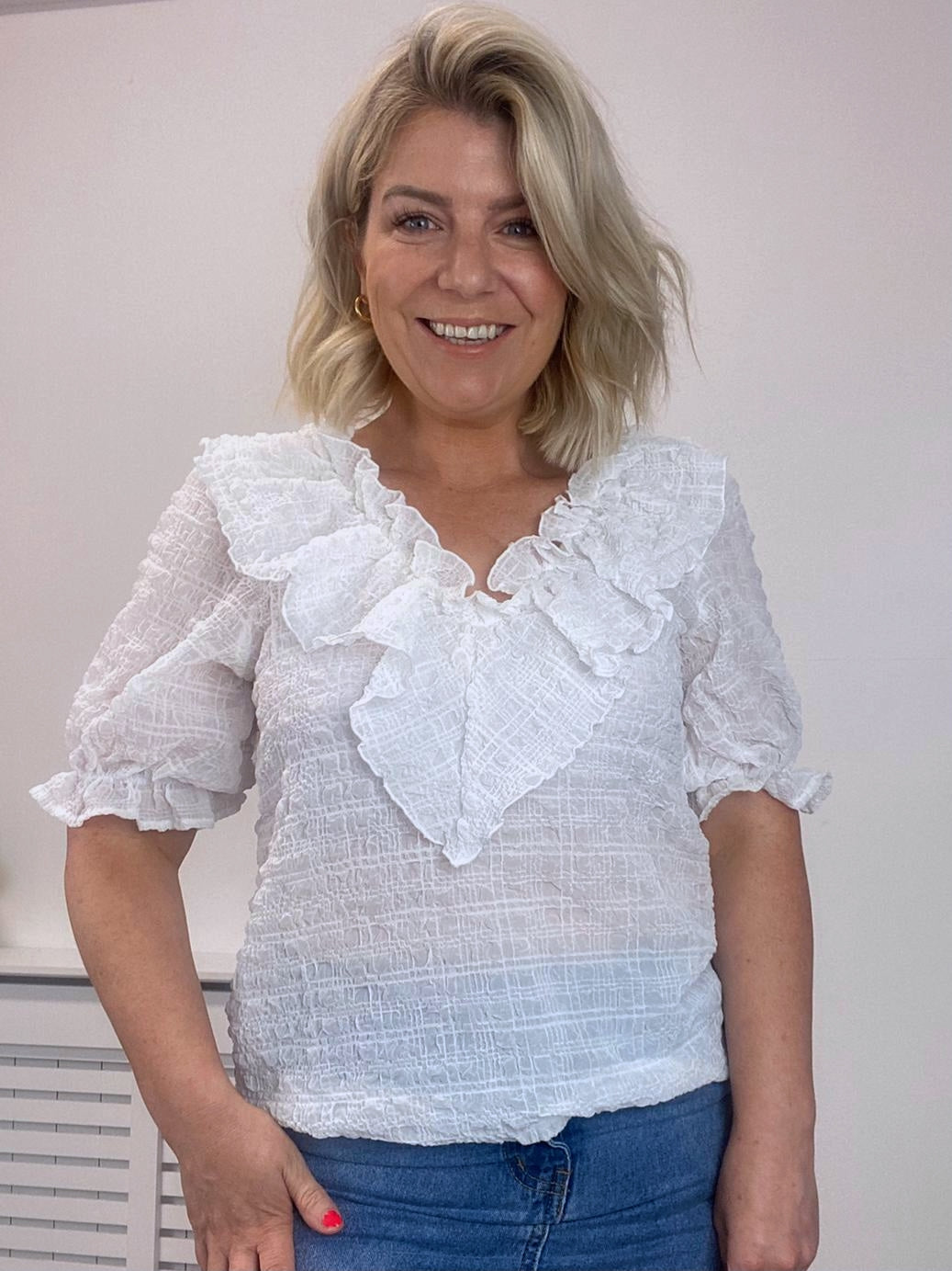 Libby V-neck Blouse (White)