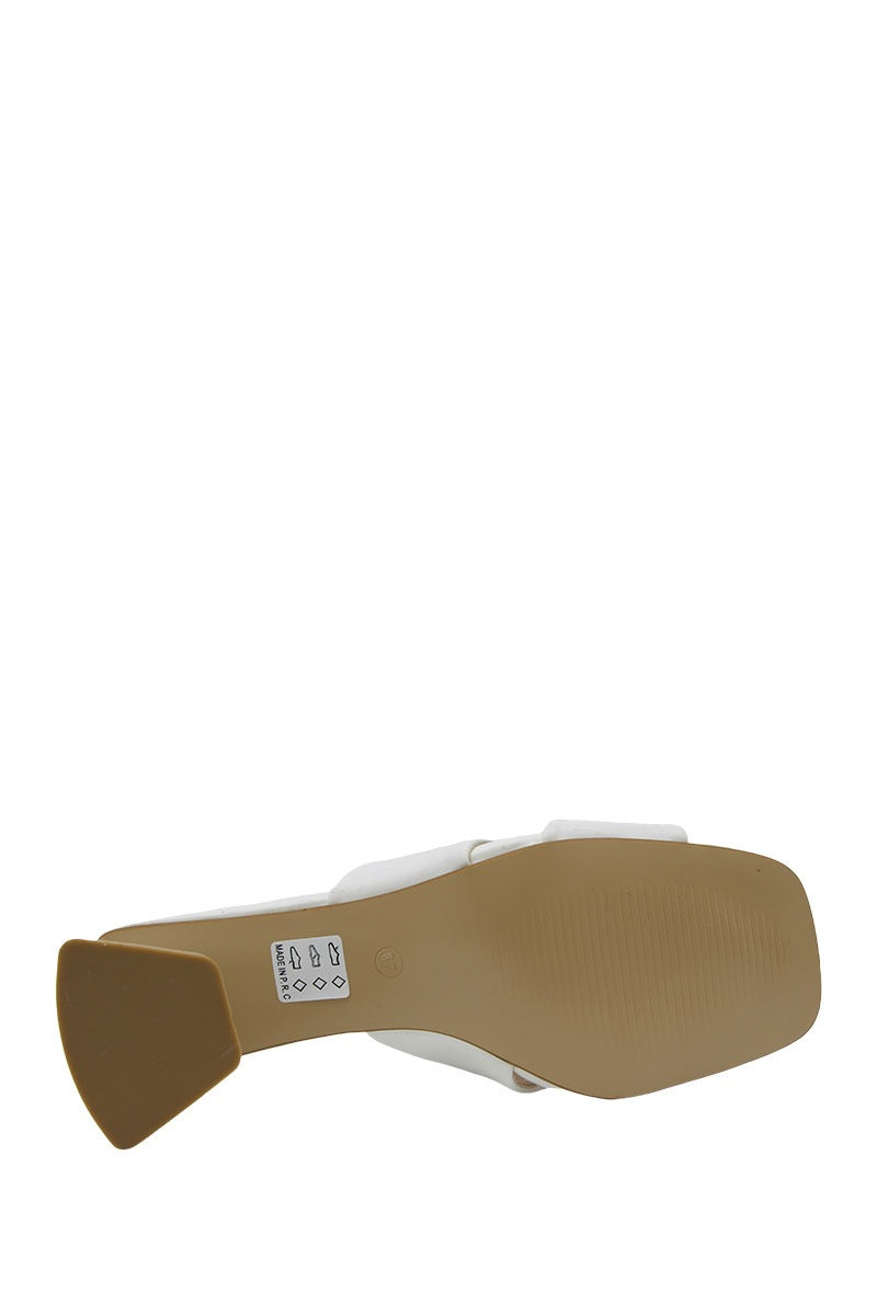 Arizona Block Heeled Mule (White)