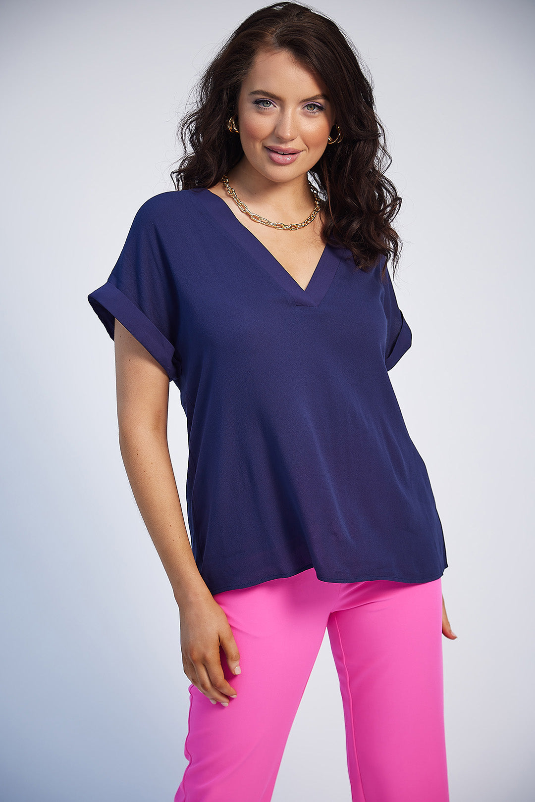 Saoirse V-Neck Top (Navy)