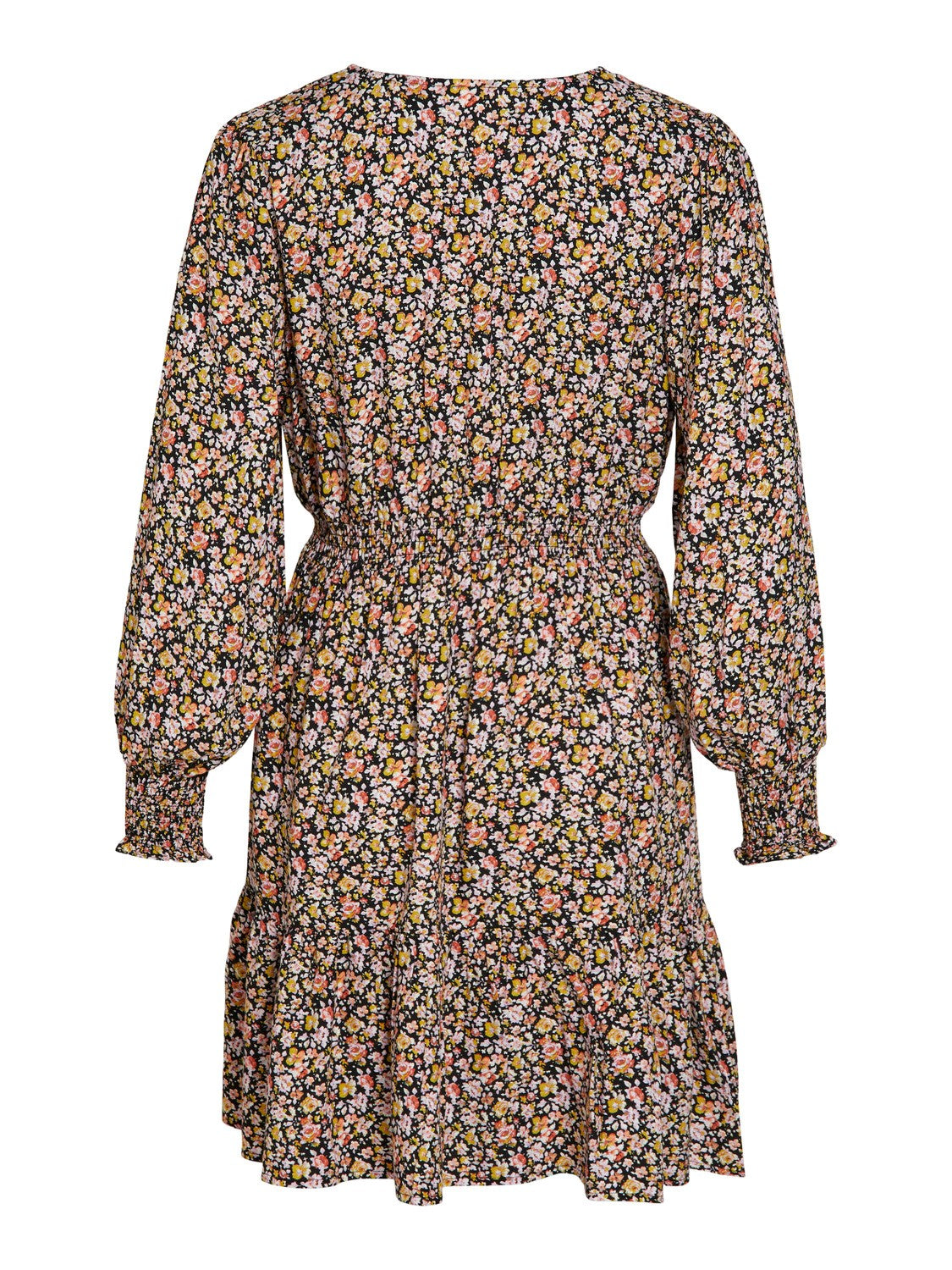 Beth Faux Wrap Dress (Black Floral)