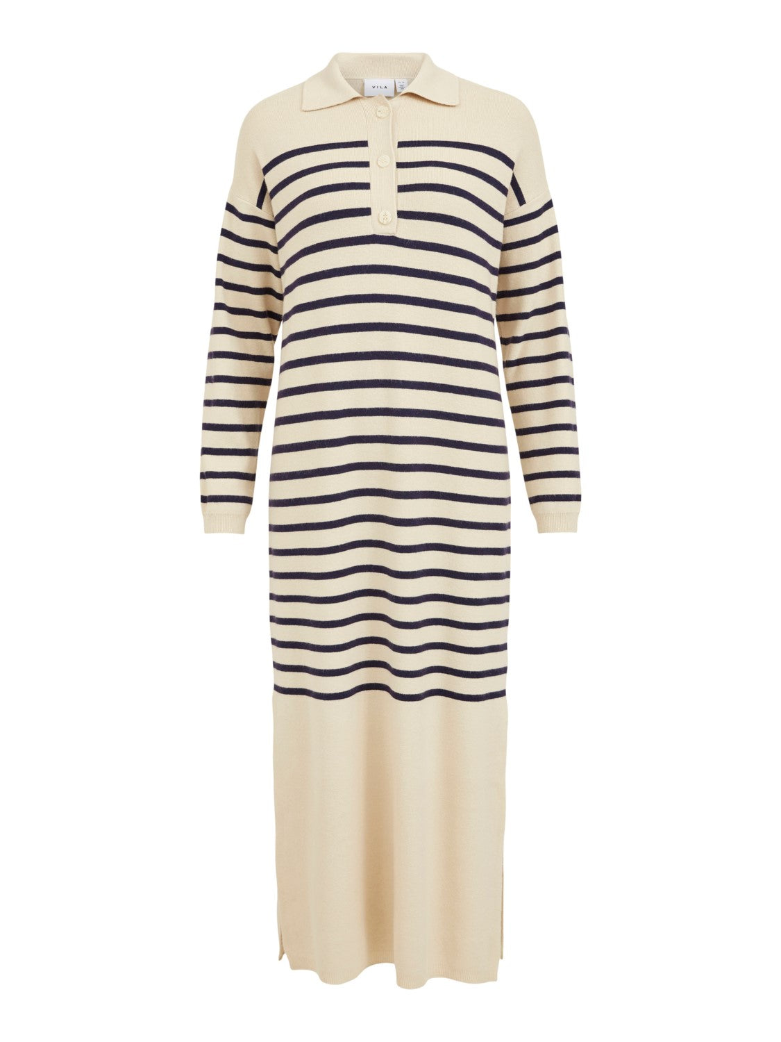 Melinia Knitted Polo Dress (Birch/Navy)