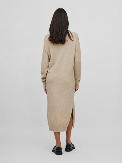 VIRIL ROLL NECK MIDI DRESS (NATURAL MELANGE) | Love Cherish