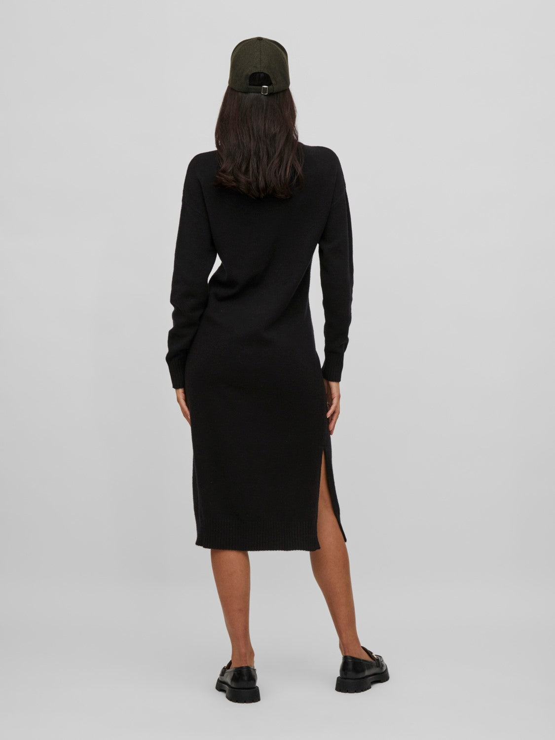 Viril Roll Neck Midi Dress (Black)