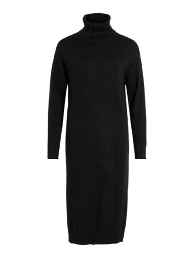 Viril Roll Neck Midi Dress (Black)