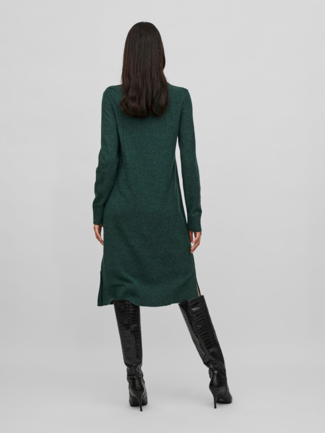 Veronica Crew Neck Midi Dress (Pineneedle/Dark Melange)