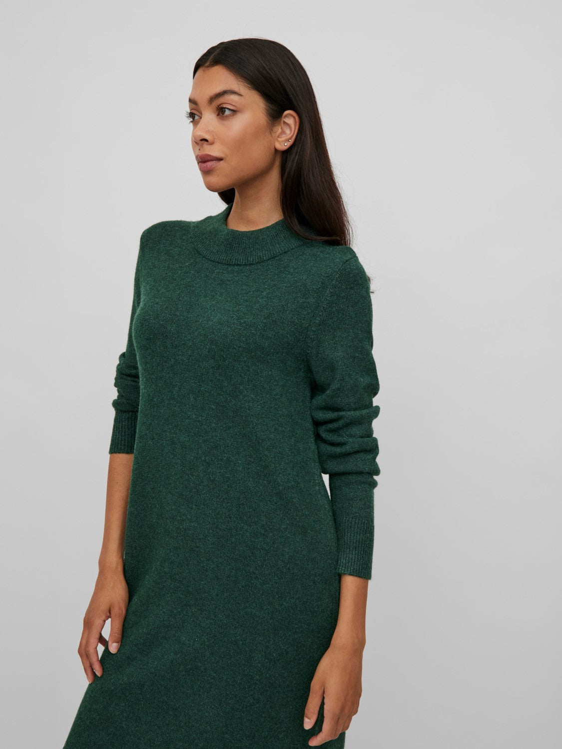 Veronica Crew Neck Midi Dress (Pineneedle/Dark Melange)