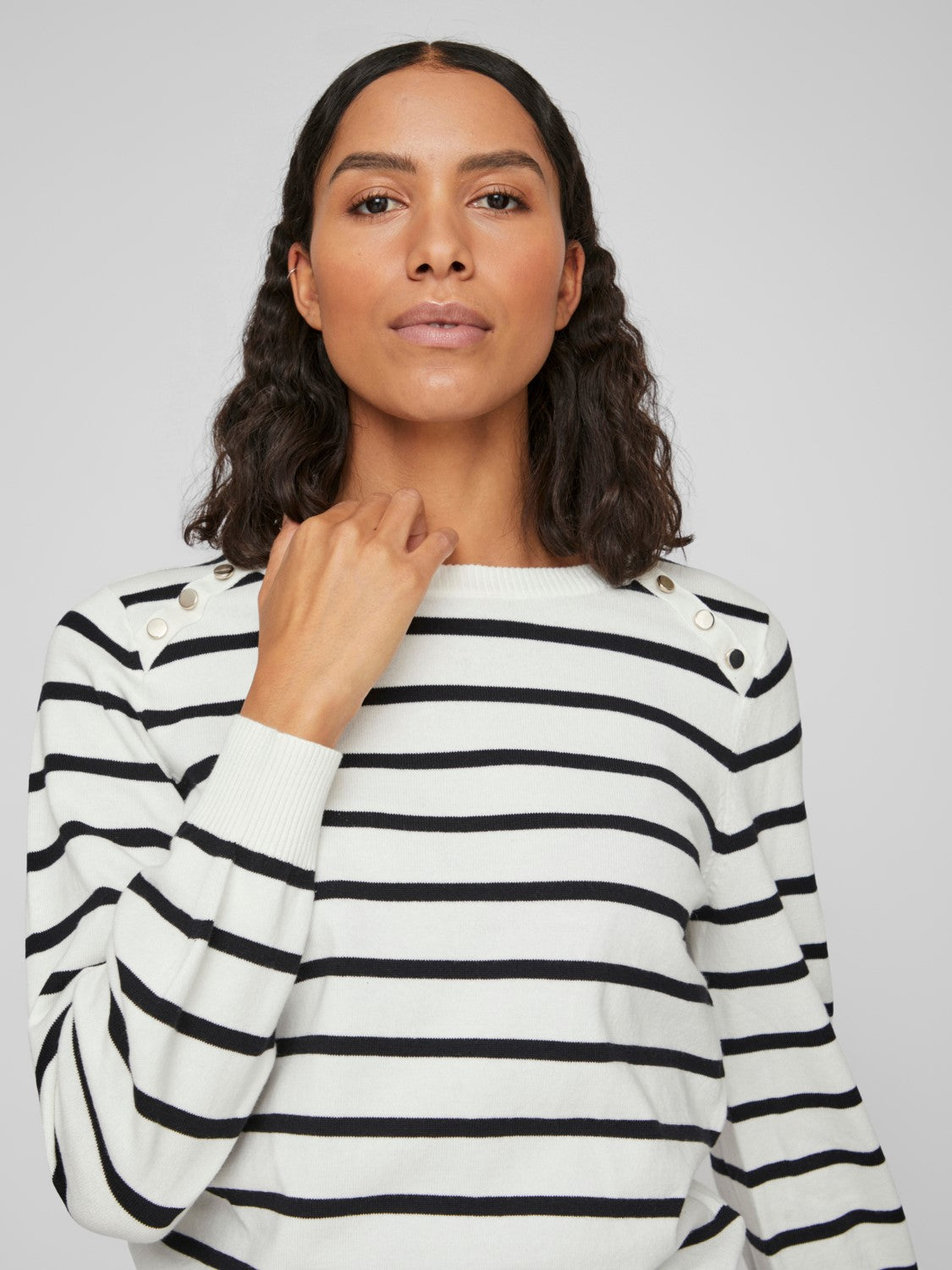 Ella Stripe Top (White Alyssum Black)