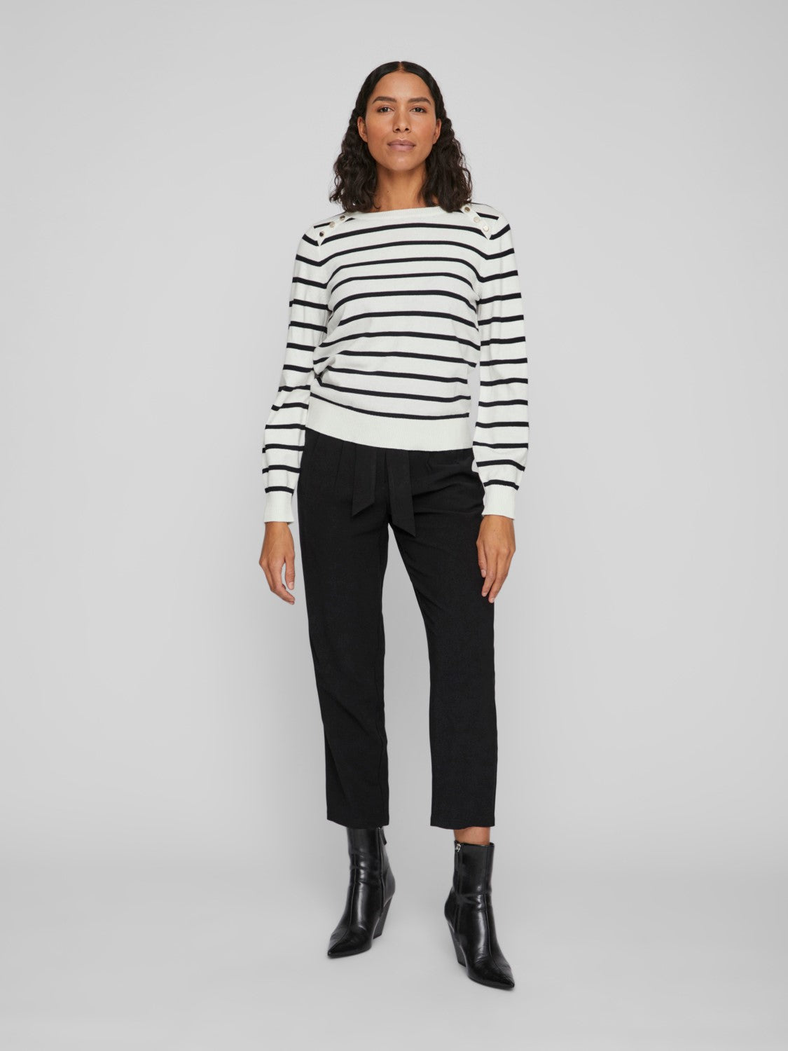 Ella Stripe Top (White Alyssum Black)