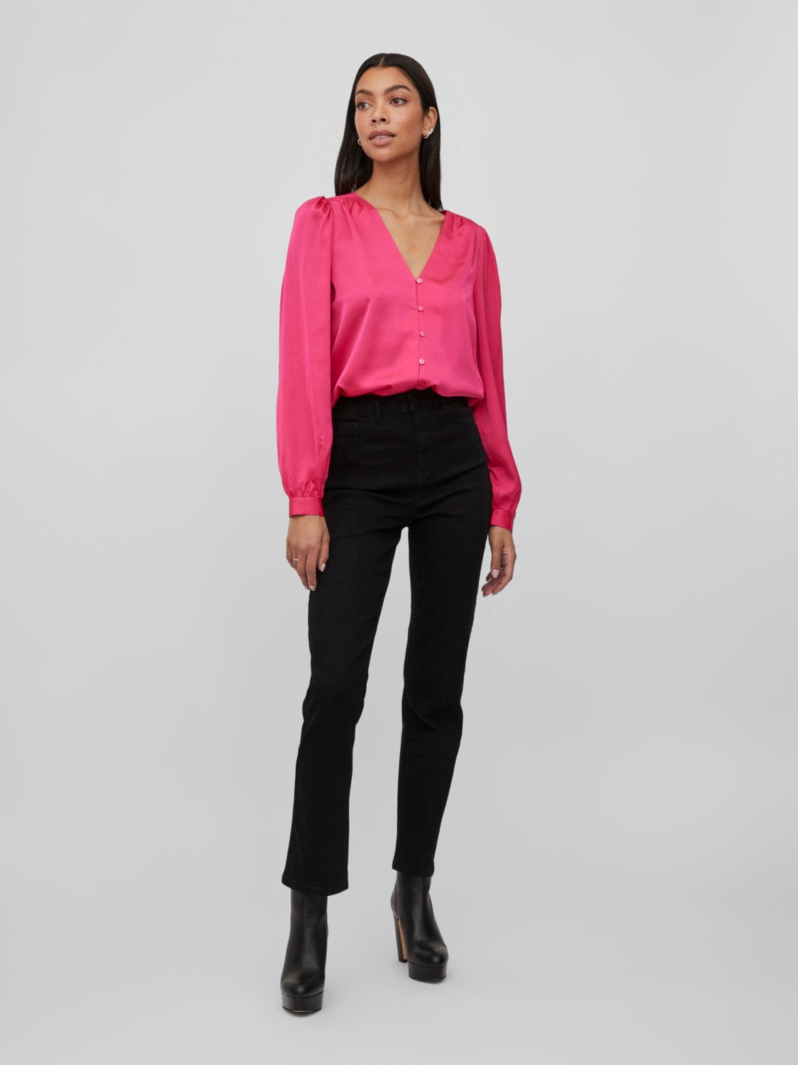 Viellette V-Neck Shirt (Pink Yarrow)